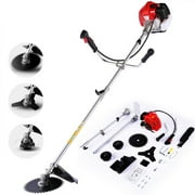 Adnoom 58cc Lawn Mower 4-in-1 Brush Cutter Gas Powered Weed Eater Weed Wacker Adjustable Straight Shaft String Trimmer with 4 Detachable Head for Grass, Weed, Bushes