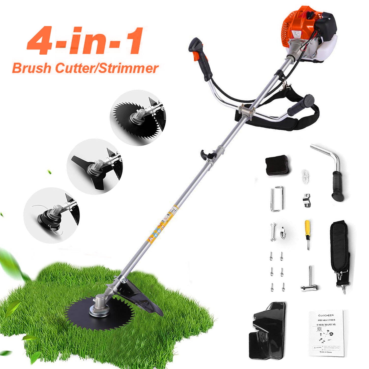 58cc Weed Eaters String Trimmer with 2 Change Head, 4in1 Weed Eaters, Weed Trimmer Weed