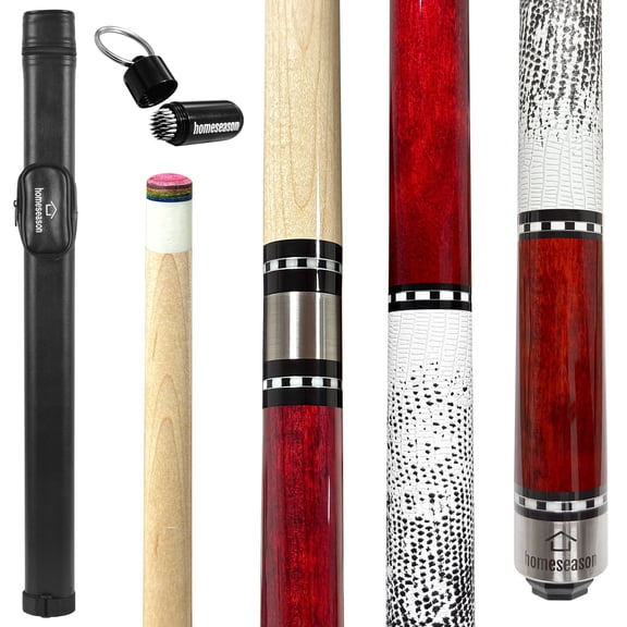 58in Pool Cue Stick Canadian Maple Wood 13mm Tip - 18oz Perfect for Precision Play, Low Deflection Pool Cue for Enhanced Accuracy with Cue Case