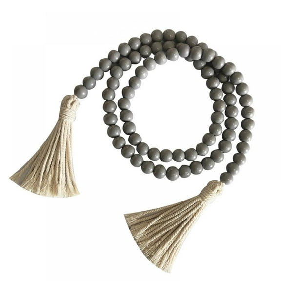 58inch Macrame Wood Bead Garland With Tassels Rustic Farmhouse Tiered Tray Holiday Decorations Natural Country Home Decor