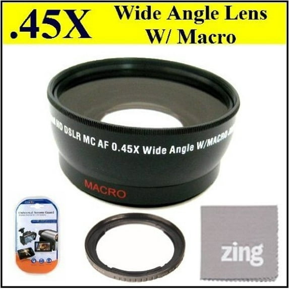 58mm 0.45x Wide Angle Lens with Macro For Canon G1 X 14.3 MP CMOS Digital Camera + Filter Adapter + More!!