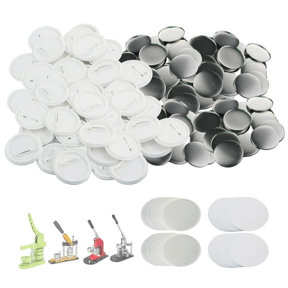 58mm/2.25 inch Button Supplies Button Parts for Buttons Maker Machine, Round Badge Blank Buttons Pins, Includes Plastic Pin Back Cover, Metal Cover, Clear Film&Blank Paper