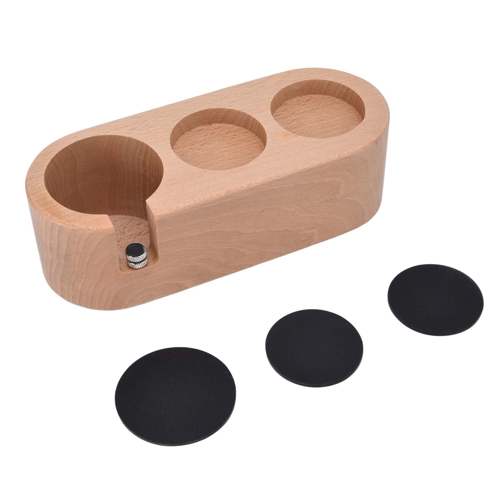 58mm 3 Hole Coffee Filter Tamper Holder Wooden Coffee Tamper Mat Stand