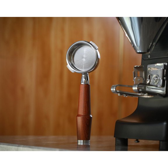 58mm Bottomless Portafilter with Rosewood Handle for  Classic Pro E24 GT Evo Models - Naked Espresso Filter Basket 18-21g Included