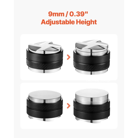 58mm Coffee Distributor Espresso Tool, 2-in-1 Adjustable Leveler for Home Brewing