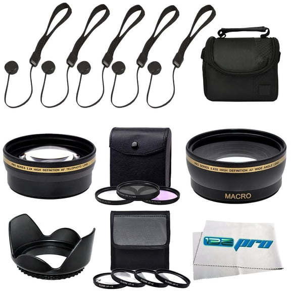 58mm I3ePro Accessory Bundle Featuring: 58mm Wide Angle Lens + 58mm Telephoto Lens + 58mm UV - CPL - FLD Filters w/ Case + 58mm +1 +2 +4 +10 Close-Up Macro Lenses + 58mm Tulip Lens Hood + SLR Camera C