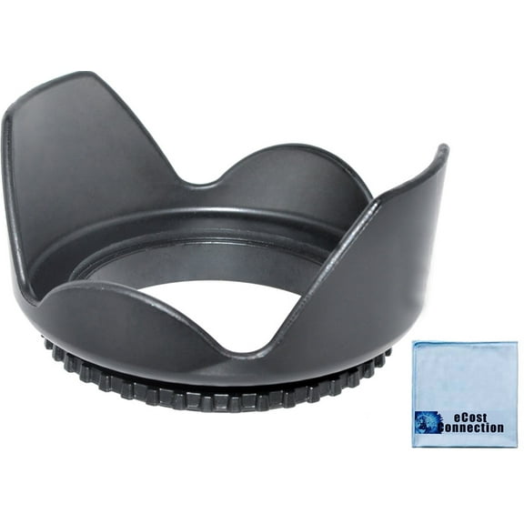 58mm  Pro Series Hard Tulip Lens Hood for DSLR Cameras  & an eCostConnection Microfiber Cloth