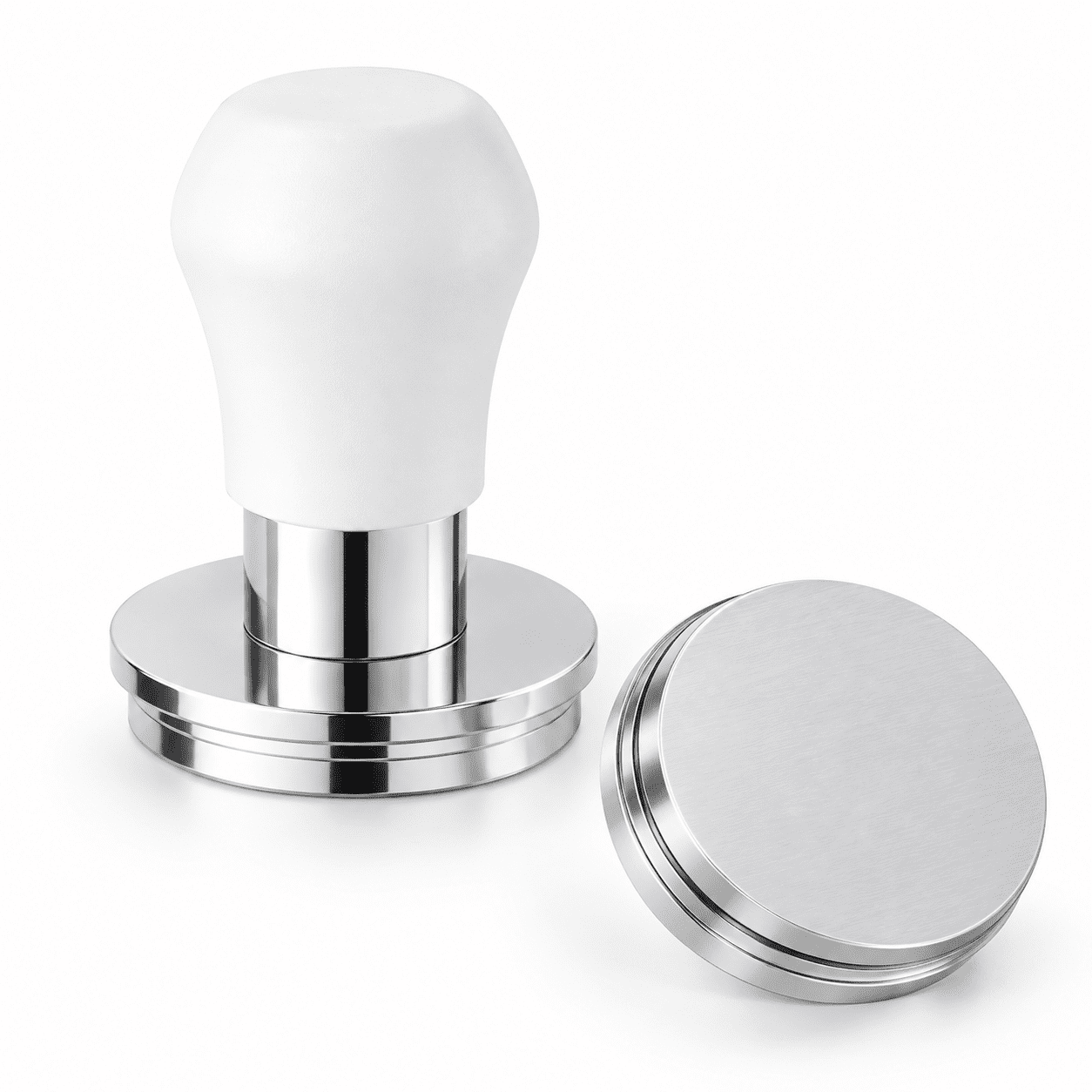 58mm White Espresso Tamper with Spring-Loaded Mechanism and Silicone ...