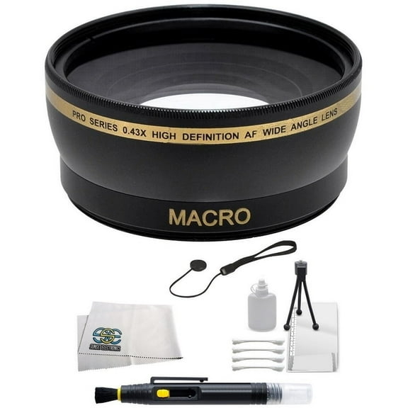 58mm Wide Angle Lens Kit for CANON VIXIA HF S10 S100, Canon VIXIA HF S20, HF S200, HF S21, HF S30 Camcorders Includes: 0.43x Wide Angle (with Macro) High Definition Lens, Bonus Lens Cap Keeper & Clean