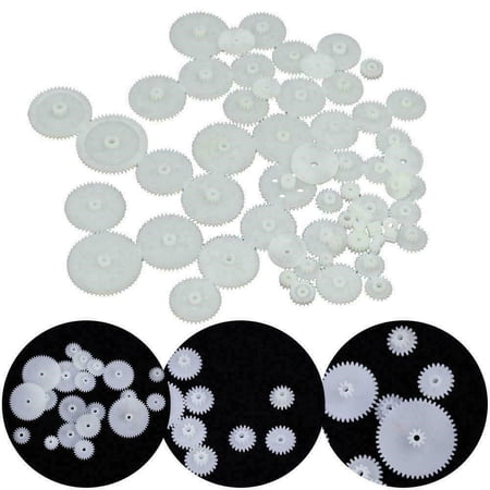 58pcs Modulus 0.5 Plastic Gear Pack Set for DIY Projects Different Inner Hole Sizes