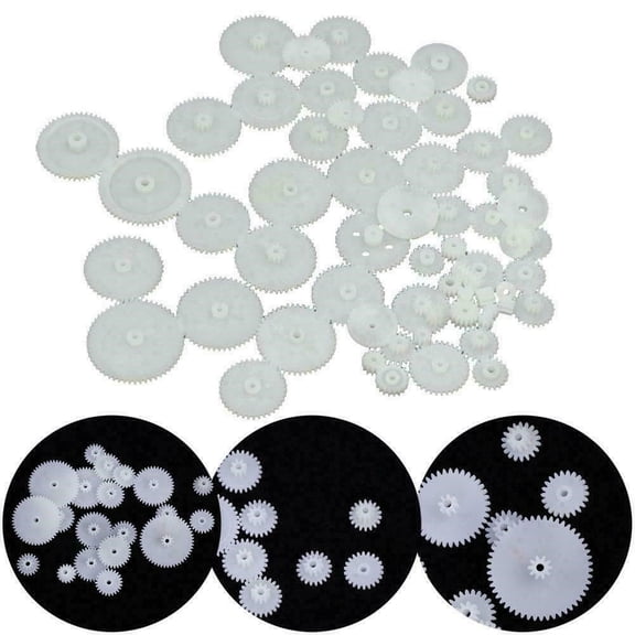 58pcs Modulus 0.5 Plastic Gear Pack Set for DIY Projects Different Inner Hole Sizes