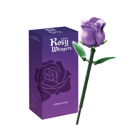 58pcs Rose Building Blocks Set, 5 Color Flower Meaning Educational Toys, Valentine's Day Birthday Gift for Adults, STEM Creative Gift Age 6+（Purple）