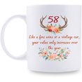 thumbnail image 1 of 58th Birthday Gifts for Women - 58th Birthday Mug for Women - 58 Year Old Present Ideas for Grandma, Mom, Sister, Wife, Friend, Cousin, Aunt - 11 oz Coffee Mug, 1 of 7