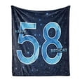 thumbnail image 1 of 58th Birthday Soft Flannel Fleece Throw Blanket, Number on Open Night Sky with Stars Age Happy and Long Life Print, Cozy Plush for Indoor and Outdoor Use, 50" x 70", Dark and Sky Blue, by Ambesonne, 1 of 5