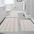 thumbnail image 1 of 58x20 Inch Large Luxury Ivory Chenille Striped Bath Mat Soft Shaggy Bathroom Rugs Non-Slip Kitchen Rugs Microfiber Washable Water Absorbent Bath Rug Runners for Floor Bathroom Bedroom, 1 of 7