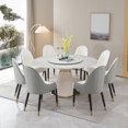 thumbnail image 1 of 59.05 Inch Modern Sintered Stone Dining Table with 31.5 Inch Round Turntable, Contemporary Dinner Table with 8 Pcs Chairs. White, 1 of 6
