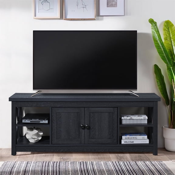 59.06 in. Charcoal Oak Wood TV Stand with 1 Storage Cabinets Fits TV's up to 65 in.