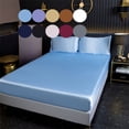 thumbnail image 1 of 59.06"x78.74" Satin Fitted Sheet and Pillowcase Set, Deep Pocket Bedding for Hot Sleepers, Brushed Microfiber Mattress Cover, Hotel Quality Bedspread for Naked Sleep, AKLJWH, 1 of 6