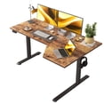 thumbnail image 1 of 59.1 Inch Electric L-Shaped Height Adjustable Standing Desk, Sit to Stand Corner Desk with Memory Presets and Hooks, Ergonomic Home Office Computer Desk for Workstations, Rustic Brown, 1 of 9