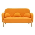 thumbnail image 1 of 59.1" Orange Two-Seater Sofa in Cozy Teddy Velvet with Three Lumbar Pillows, 1 of 7