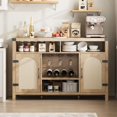 thumbnail image 1 of 59.1" Rattan Farmhouse Liquor Cabinet with Wine Racks, Boho Sideboard Buffet Cabinet with Storage,  for Home ，Living Dining Room Entryway, 1 of 7