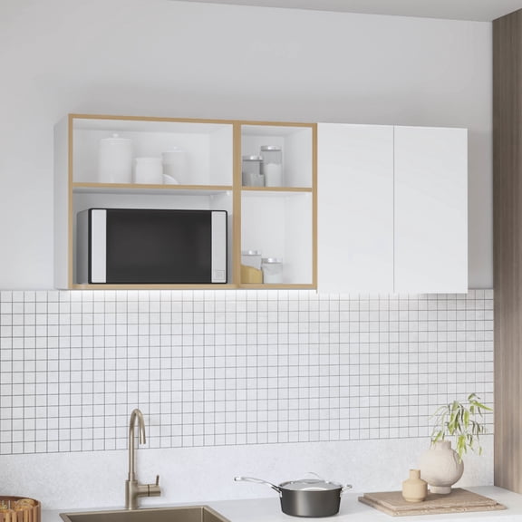 59.1" X 13.5" 24.4" Wall Cabinet With Four Shelves And Drying Rack Dish - For Different Spaces 59" Wide Suitable For Places