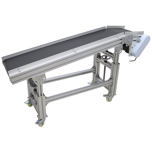 59"11.8" Flat and Inclined PVC Belt Conveyor Aluminum Frame No Guardrail
