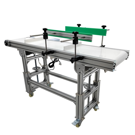 59"*11.8" White PVC Belt Conveyor Industrial Conveyor System with Double Guardrails