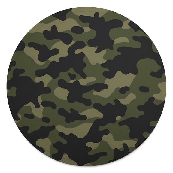 59.1in Round Blanket Light Weight Anti-Wrinkle Anti-Allergy Non-Shedding Large Blanket Multi-Purpose Military Green Camouflage