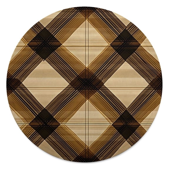 59.1in Round Blanket Light Weight Anti-Wrinkle Anti-Allergy Non-Shedding Large Blanket Multi-Purpose Plaid Fall Camo Brown_2