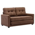 thumbnail image 1 of 59.4'' Modern Convertible Sleeper Sofa Bed with Two Side Pockets, Chenille Fabric Sofa w/Pull-Out Bed Loveseat Sofa Couch for Living Room, Brown, 1 of 9