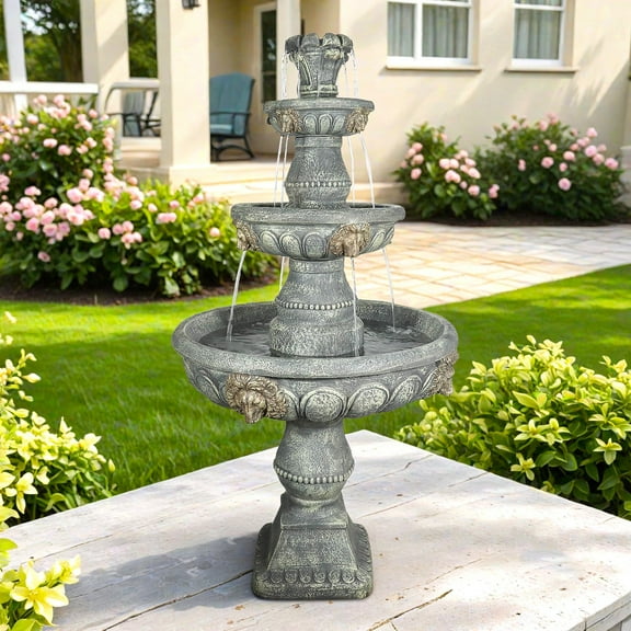 59.5" H Outdoor Water Fountain - Large Cascading Floor-Standing Fountain for Patio, Yard and Home