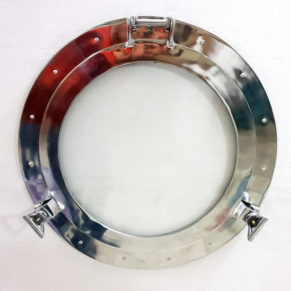 59.6 cm Canal Boat Porthole Window Nickel Finish~Wall Window Glass Porthole Home Decor