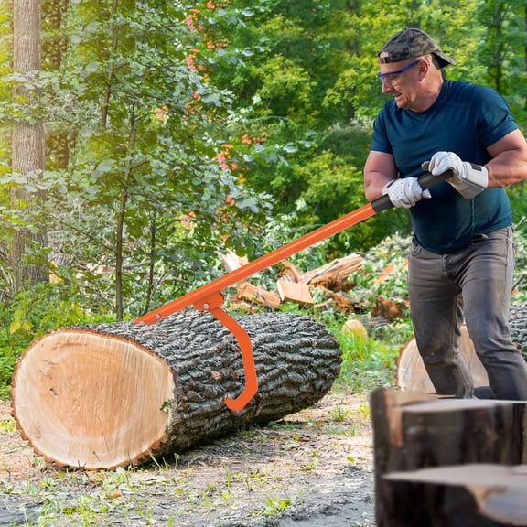 59/65'' Steel Cant Hook Tool, Log Peavey Tool, Cant Logging Tool, Dual Function Log Handler Tool for Rolling and Clamping Logs, with Adjustable Hook and 9.4'' Non-Slip Handle