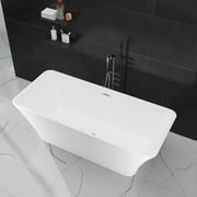 59"/67" Freestanding Acrylic Soaking Tub,Large Freestanding Bathtub with Non-Slip Surface, Overflow and Drain Included, Bath Tub with Chrome Drain, Deep Stand-Alone Tub for Relaxing Home Spa