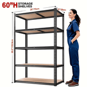 59/70.8-inch storage rack, 5 adjustable shelves, 2000-pound load capacity, special pattern design, high material hardness