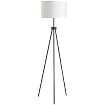 59.8" Black Tripod Floor Lamp with Fabric Shade, Adjustable Standing Lamp with Pull Chain - E26 Socket for Living Room, Bedroom & Office