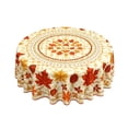 thumbnail image 1 of 59.8 Inch Round Fall Thanksgiving Halloween Polyester Tablecloth Maple Leaf Ghost Pumpkin Print Waterproof Wrinkle Resistant Circular Table Cover for Dining Table Farmhouse Holiday Party Decor, 1 of 6