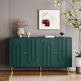 thumbnail image 1 of 59.8” Modern Green Lacquered Wooden Sideboard - 4-Door Buffet Server Cabinet with Ample Storage, Ideal for Living Room, Dining Room, Entryway, or Office., 1 of 12