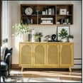thumbnail image 1 of 59.84"Modern 4-Door Cabinet with Rattan Decorative Doors,for Bedroom,Living Room,Office,Easy Assembly, Natural, 1 of 10