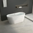 thumbnail image 1 of 59" Acrylic Freestanding Bathtub-Acrylic Soaking Tubs, White Bathtub, Oval Shape Black Freestanding Bathtub With Chrome Overflow and Pop Up Drain, 1 of 5