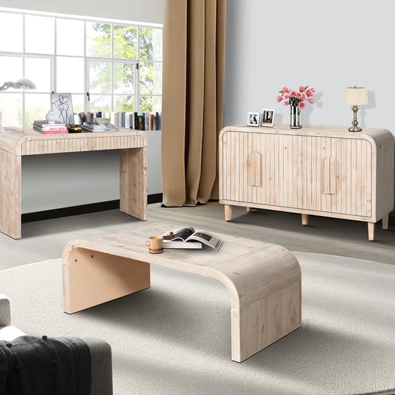 59'' American Design Corner Console Table | Multiple Living Spaces Use | Meticulous Woodwork with Hidden Drawers | Easy Assembly for Convenience