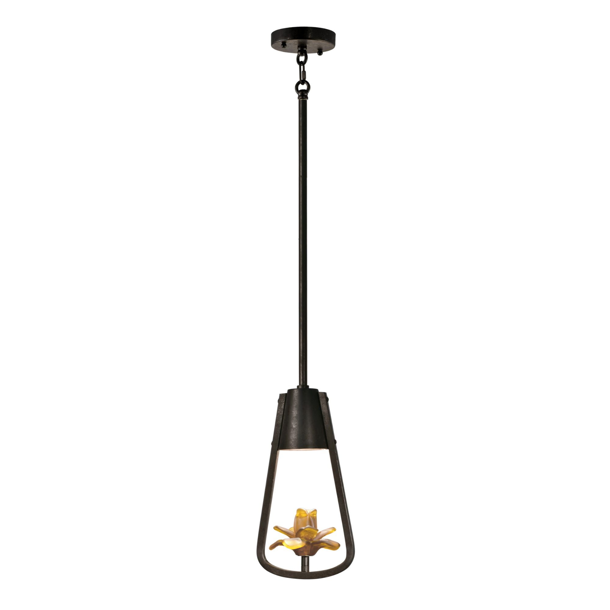 59" Bronze and Amber Glass Mini Pendant Light