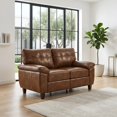 thumbnail image 1 of 59" Brown Faux Leather Loveseat with Hidden Storage and Plush Comfort, 1 of 10