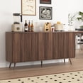 thumbnail image 1 of Rumiiro 59" Modern Buffet Cabinet with Legs Walnut, 4-Door Storage, Anti-Fingerprint Coating, Soft-Close Hinges, No Handle, 1 of 10