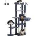 thumbnail image 1 of 59" Cat Tree,Cat Tower for Large Cats,Multi-Level Cat Tower with 3 Removable Pompom Sticks,Cat Condo with Large Hammock,Scratching Post,and 2 Perches,Deep Grey, 1 of 9