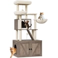 thumbnail image 1 of 59" Cat Tree with Hidden Litter Box Enclosure, 2-In-1 Modern Cat Tower Condo with Hammock Sisal Scratching Posts Plush Perch, 1 of 8