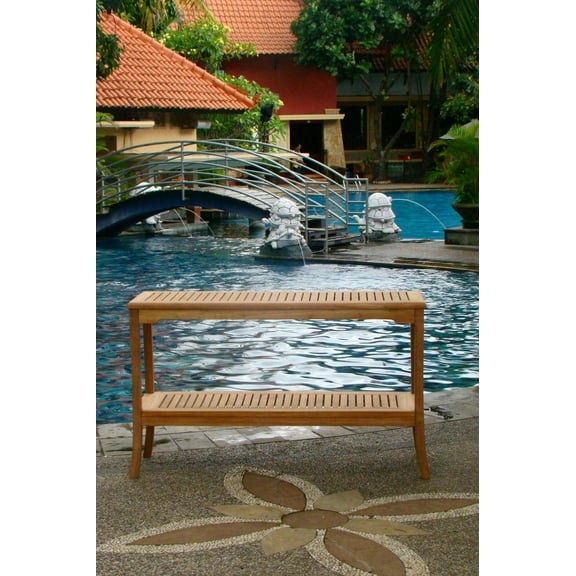 59" Console Rectangle Dining / Bar Table with bottom Shelf Outdoor Patio Grade-A Teak Wood WholesaleTeak #WMDT59GV