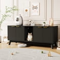 thumbnail image 1 of 59" Double-Room Cat Litter Box Enclosure, Large Hidden Litter Box Furniture – Modern Wooden Cat House with Litter Mat – TV Stand Side Table, 1 of 8