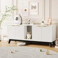 thumbnail image 1 of 59" Double-Room Cat Litter Box Enclosure, Large Hidden Litter Box Furniture – Modern Wooden Cat House with Litter Mat – TV Stand Side Table, 1 of 8